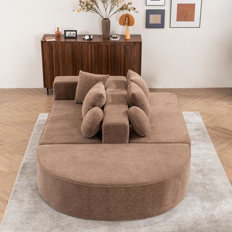 Modulares Sofa 263 × 171 × 66 cm aus braunem Stoff, montagefrei, für Wohnzimmer – MEUBLIV (1/5)