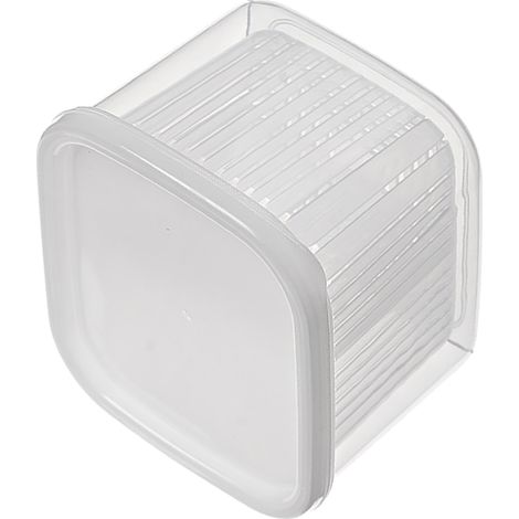 Boîte de rangement transparente à 2 compartiments pour légumes et fruits, idéale pour le réfrigérateur (oignons, gingembre, ail). Convient également pour le réfrigérateur. (1/5)