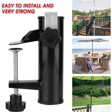 Support pour parasol balcon acier, pied poteau parasol, base terrasse solide (1/5)