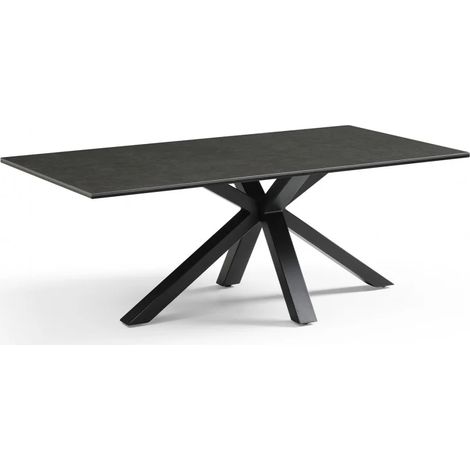 Table basse 120x60 cm céramique gris foncé pied croix - UTAH 04 (1/5)