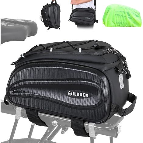 12L Sacoche Velo Porte Bagage Arriere, Noir Sacoche Porte Bagage Velo Étanche Réfléchissante avec Poignées et Bandoulières, Sac Porte Bagage Velo Adapté VTT, Vélo de Route, Gravel, E Bike (1/5)