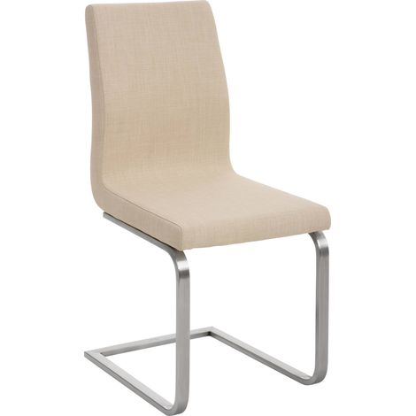 Silla de comedor de diseño moderno x1 en tela color crema con estructura de acero inoxidable 100007616 (1/5)