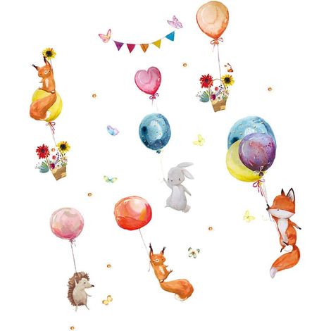 Sticker mural BESPORTBLE avec ballons animaux motif dessin (1/5)