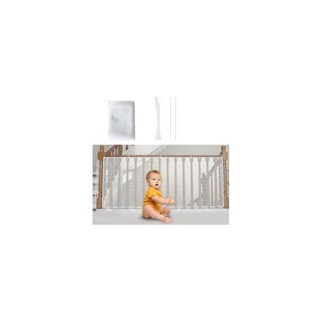 Blanc，Filet de Sécurité pour Enfants, Bébé Filet de Protection pour Balcon et Escalier, 450Lx90H CM Robuste Réglable Clôture D'escalier Barriere de Securite en Maille pour Chat et Jouet