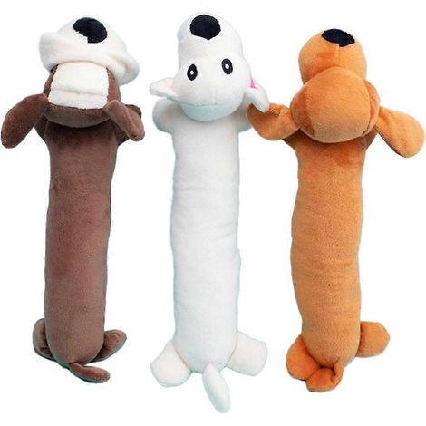 Set mit 3 interaktiven, quietschenden Plüsch-Hundespielzeugen, geeignet für Hunde und andere Haustiere. Lustiges Kauspielzeug. Haustierzubehör (1/5)