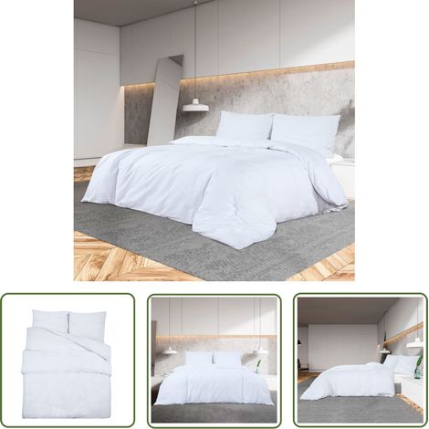 vidaXL Ensemble de housse de couette Blanc 240x220 cm Coton (1/5)