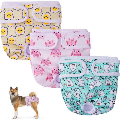 Couches pour Chiens, Couches Chien Lavable, Réutilisables Incontinence Culottes Hygiéniques, Culotte Protection Confort Nappy Lors des Périodes Physiologiques pour Petits