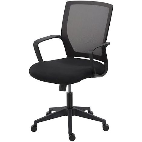 Chaise de bureau Cere tissu et maille Noir - dossier bas - accoudoirs - mécanisme Basculant centré - pieds noir - Maxiburo (1/5)