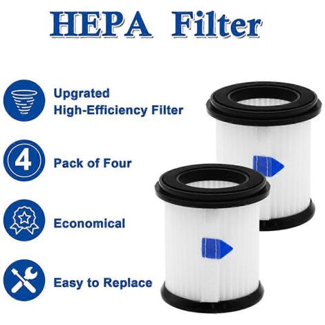NALOOKAMIC Lot de 4 filtres HEPA de rechange avec filtre à mailles pour aspirateur sans fil INSE S6T/S6P Pro/N5S