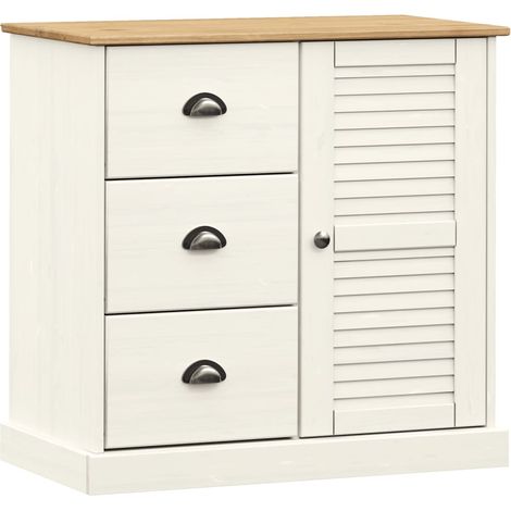 Aparador buffet cómoda armario mueble organizador cocina salón salón con cajones 78 x 40 x 75 cm madera maciza de pino blanco 020030137