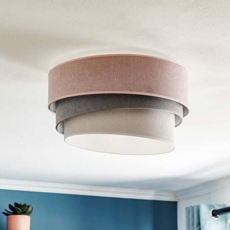 [NEUWERTIG] B-Ware Pastell Deckenlampe Trio Leuchte Lampe Ø 45cm pink grau hellgrau Samt Licht (1/2)