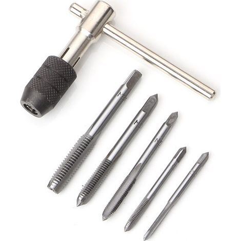 Jeu de 6 tourne-à-gauche en T, clé à taraud pour M3-8, coffret de tarauds manuels, outillage à main complet pour visserie (Mexique). (1/5)