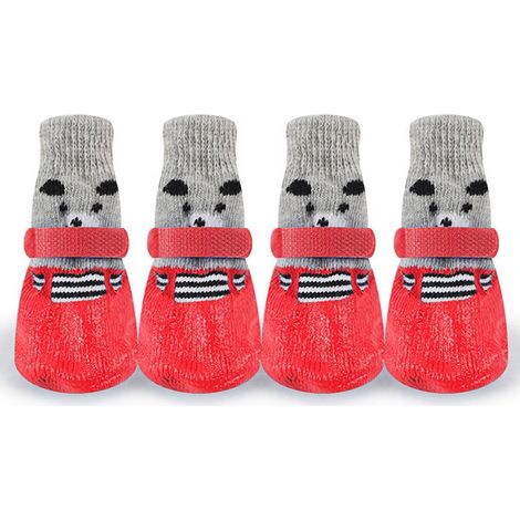 Chaussettes antidérapantes imperméables pour animaux de compagnie, 4 pièces, protection des pattes, chaussures de sport de plein air, bottes de protection pour chiens, pluie et neige (1/5)