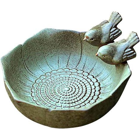 Bain D Oiseaux - Bol En Céramique Rond Avec Support Sur Pied - Pour Jardin Extérieur - 1 Pièce (1/5)