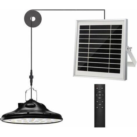 100Leds 1200LM Lampe Solaire Exterieur,3 Mode Lampe Suspendue Solaire,Panneau Solaire Réglable,4 Luminosité avec TéLéCommande,IP66 étanche Eclairage Led pour Jardin,Camping/Pergola/Balcon/Terasse [Cla