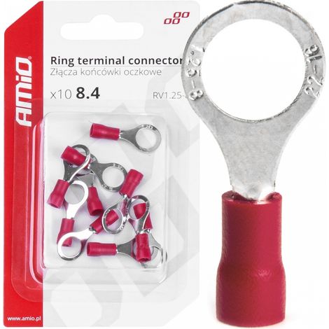 Conectores, terminales, ojales, 8,4 mm, 10 unidades, amio-03079 (1/4)
