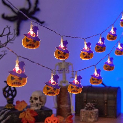 Guirlande Lumineuse Halloween - LED Orange - Alimentation Piles AA - Longueur 150 cm - Décoration Festive Intérieure Extérieure - 1 Pièce (1/5)