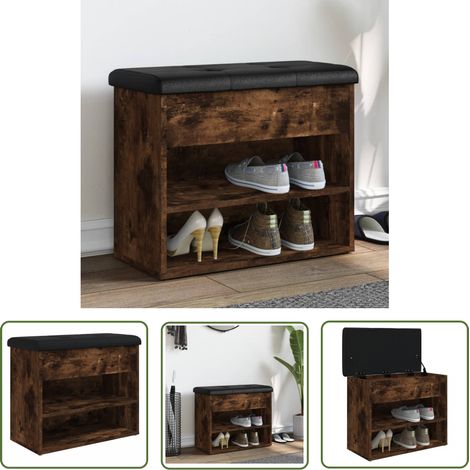 vidaXL Schuhbank Räuchereiche 62x32x50 cm Holzwerkstoff (1/5)