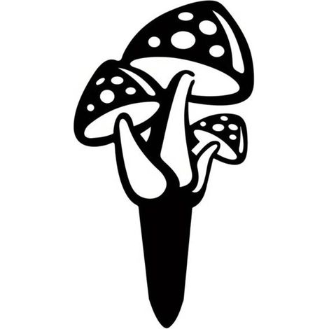 Champignons de jardin décoratifs insérés, jardin de patio extérieur en métal, artisanat en fer forgé, noir (1/4)