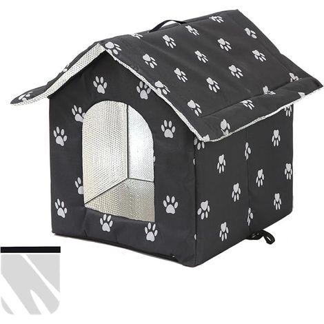 Cat House Outdoor Cat House Winter Cat House Waterproof Pet House (Black, L) (1/5)