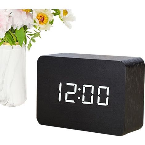 Uhr des Büros in Holz, Numerische Anzeige mit großer LED-Anzeige, Semaine/Week-End-Modus, Wiederholungsfunktion, Kinderanzeige, für das Wohnzimmer, Maison et Bureau (1/5)