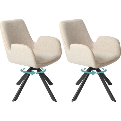 Lot de 2 chaises HOMAVO YZ7 avec accoudoirs - Beige avoine textile (1/5)