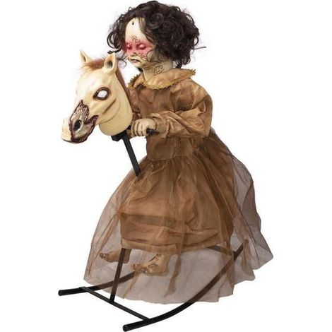 Automate Halloween Fille Maudite sur Cheval à Bascule - PTIT CLOWN - 17121-Déco Animée, Sonore, Lumineuse-Animatronique-1 mx0.91 (1/3)