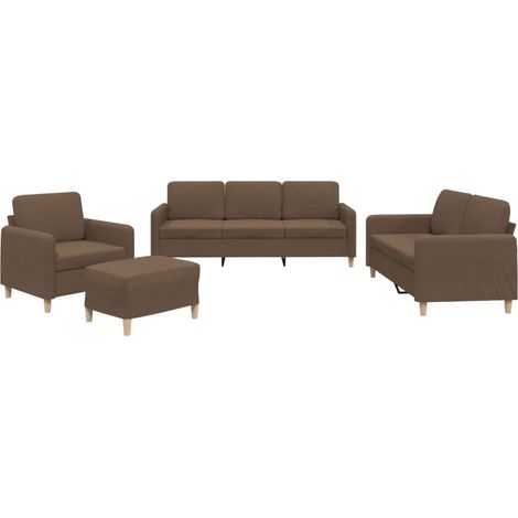 Maison Exclusive - Set di Divani 4 pz con Cuscini Marrone in Tessuto (1/5)
