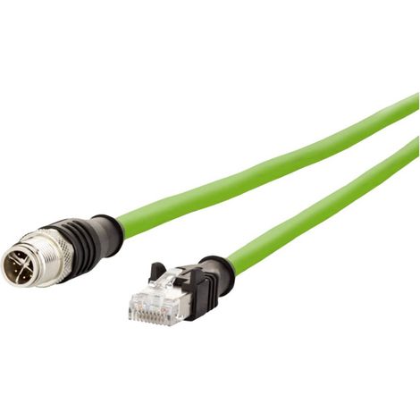 Metz Connect 142M2X15020 M12 Câble réseau, câble patch CAT 6a S/FTP 2.00 m vert gaine PUR, résistant (1/4)