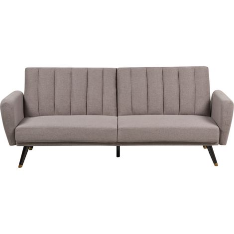 Sofá cama de tela tapizado convertible reclinable panel de respaldo acolchado marrón claro Vimmerby