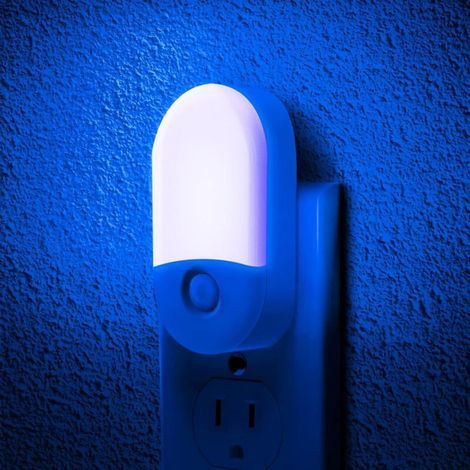 Blaues Nachtlicht mit Sensor und einstellbarer Helligkeit, ideal für Nachttische, Flure usw., 1 Stück (1/5)