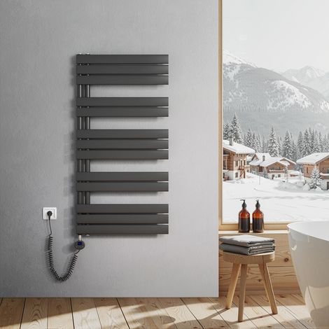 Heilmetz – Sèche-serviette électrique plat 600W – Raccordement latéral – Dimensions H.1176 x L.600 mm – Chauffage rapide et efficace des serviettes (1/5)