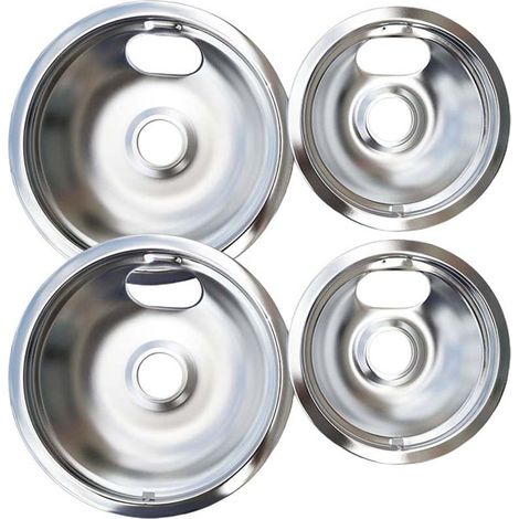 Ensemble de 4 bacs à graisse chromés ronds de 6/8 pouces pour plaque de cuisson électrique, accessoires de cuisine (1/5)