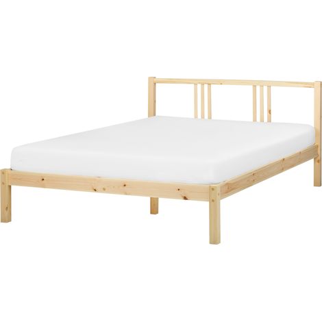 Cama con somier moderna de madera de pino clara 140 x 200 cm Vannes (1/5)