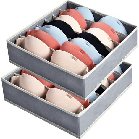 Set mit 2 Schubladenorganisatoren für Dessous, 7 Fächer, faltbar, für BHs, Krawatten und Schals (1/5)