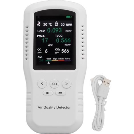 Analyseur de qualité d'air USB haute précision avec écran LCD 3,2 pouces, détecteur de formaldéhyde PM2,5, compteur pour maison neuve sécurité (1/5)