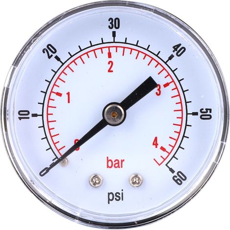 Manomètre 50mm, 1/8 BSPT, raccord arrière, pour air, eau, huile, gaz (0-60 PSI / 0-4 bar) (1/5)