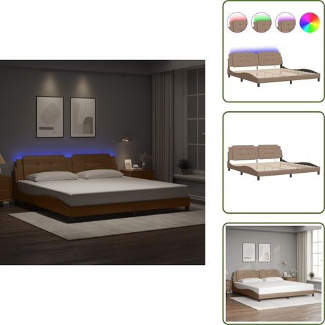 Cama con LED - vidaXL Estructura de cama con LED sin colchón Zadar capuchino 200x200 cm - Cama Zadar