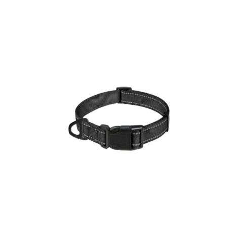 Klassisches, verstellbares, reflektierendes Nylon-Hundehalsband, geeignet für mittelgroße Hunde, schwarz, 2,5 cm breit - Crezuo