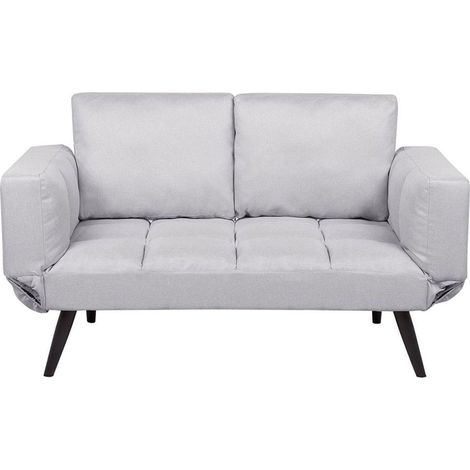 Sofa Bed 2 Seater BREKKE Fabric Light Grey (1/5)