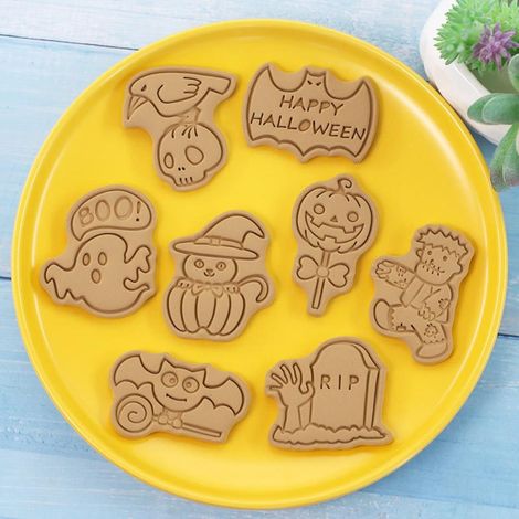 Set mit 8 3D-Ausstechformen (Halloween, Thanksgiving) – Handpress-Keksform (1/5)