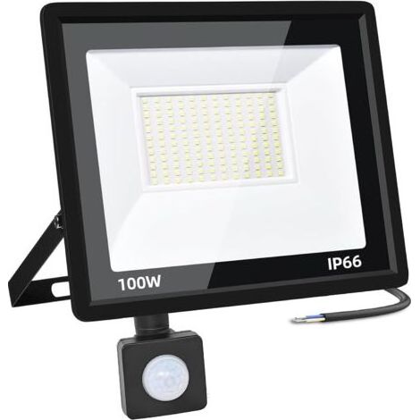 100-W-LED-Flutlicht mit Bewegungsmelder, 6500 K, 10000 lm, superheller LED-Außenstrahler, IP66 wasserdichte Sicherheitsleuchte, Kaltweiß für öffentliche Beleuchtung und Garagen (1/5)