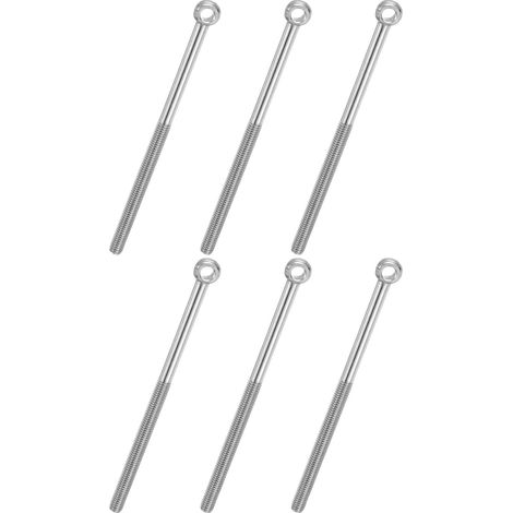 6 Pcs Boulon à Œil M6x110mm Boulon à Œillet de Levage pour Balancement d'Épaule, Vis Poisson en Acier Inoxydable 304, Filetage Métrique à Demi-Denture Trou Coulissant, Argentée (1/5)
