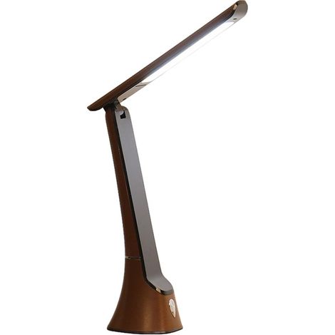 Lampe de photothérapie 10000 lux, lampe fluorescente, lampe de bureau sans UV, à intensité variable, avec fonction veilleuse, couleur marron. (1/5)