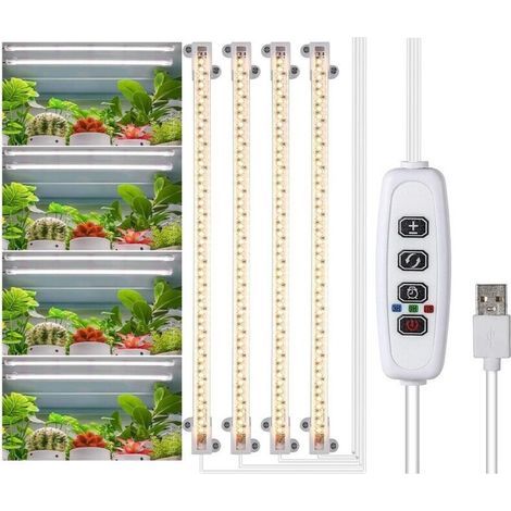 Lampe de croissance pour plantes d'intérieur, à spectre complet et minuterie, blanche. (1/5)