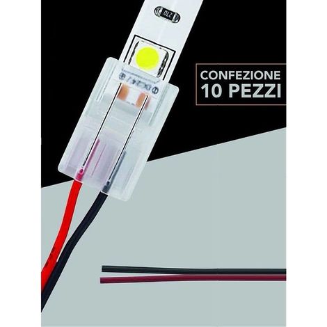 TrAdE Shop Traesio - Kit 10pz Connettore Alimentazione Striscia Strip Led Monocolore 2pin 10mm Cn10-cv - (1/4)