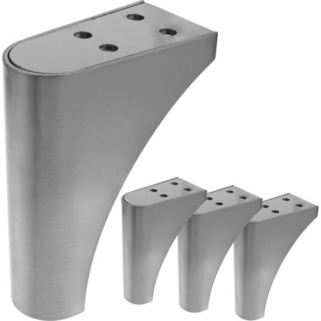 PrimeMatik - Pieds de table arrondi pour meubles et bureau en acier inoxidable 104mm 4-pack (1/5)