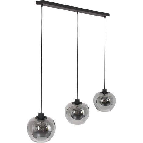[NEUWERTIG] B-Ware Steinhauer Hängeleuchte Lotus Hängelampe Schwarz 3 Flammig Balken Metall Glas