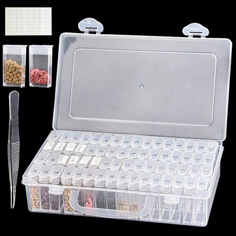 64 Slots Seed Storage Box, Seed Storage Box, Seed Box, with Self-Adhesive Labels and Tweezers (1/5)