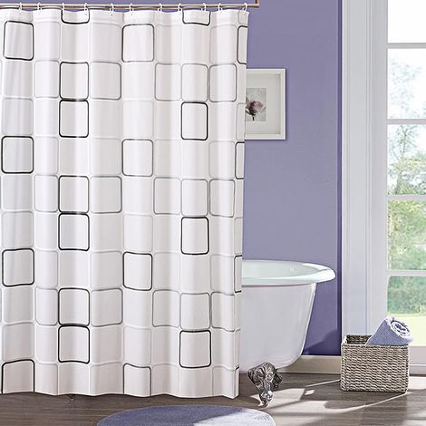 Anti-mold shower curtain 180x180 cm, washable thick PEVA fabric shower curtain, with hooks, waterproof, antibacterial and quick drying (1/5)